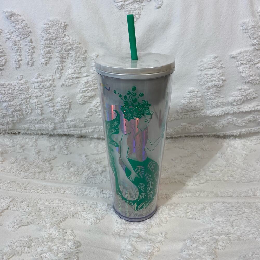 STARBUCKS Trademark Siren Logo Tumbler Collectable Green Iridescent Sz 24oz